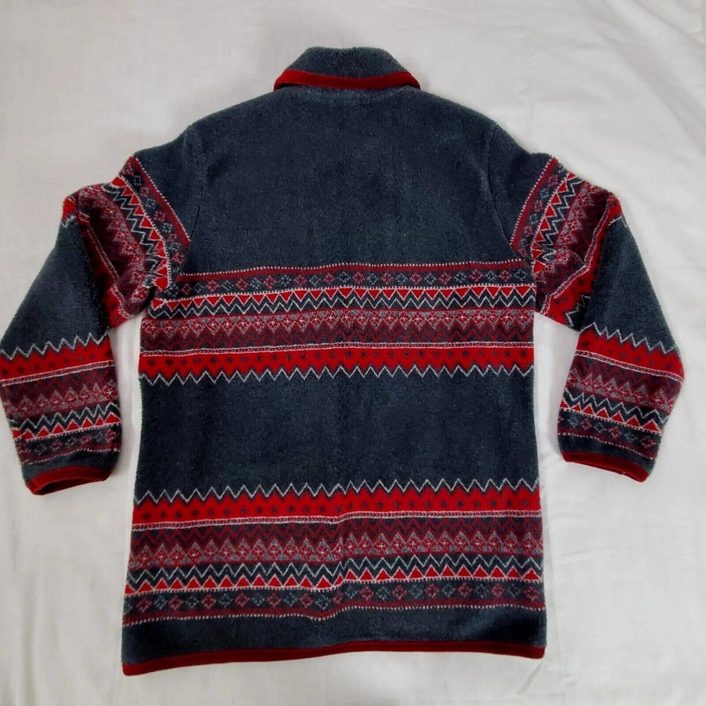 Talbots Navy and Red Patterned Fleece Jacket - Picture 2 of 10